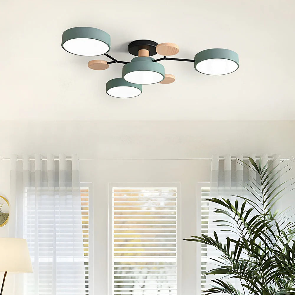 LED semi flush ceiling light halo ring design iron acrylic multi light