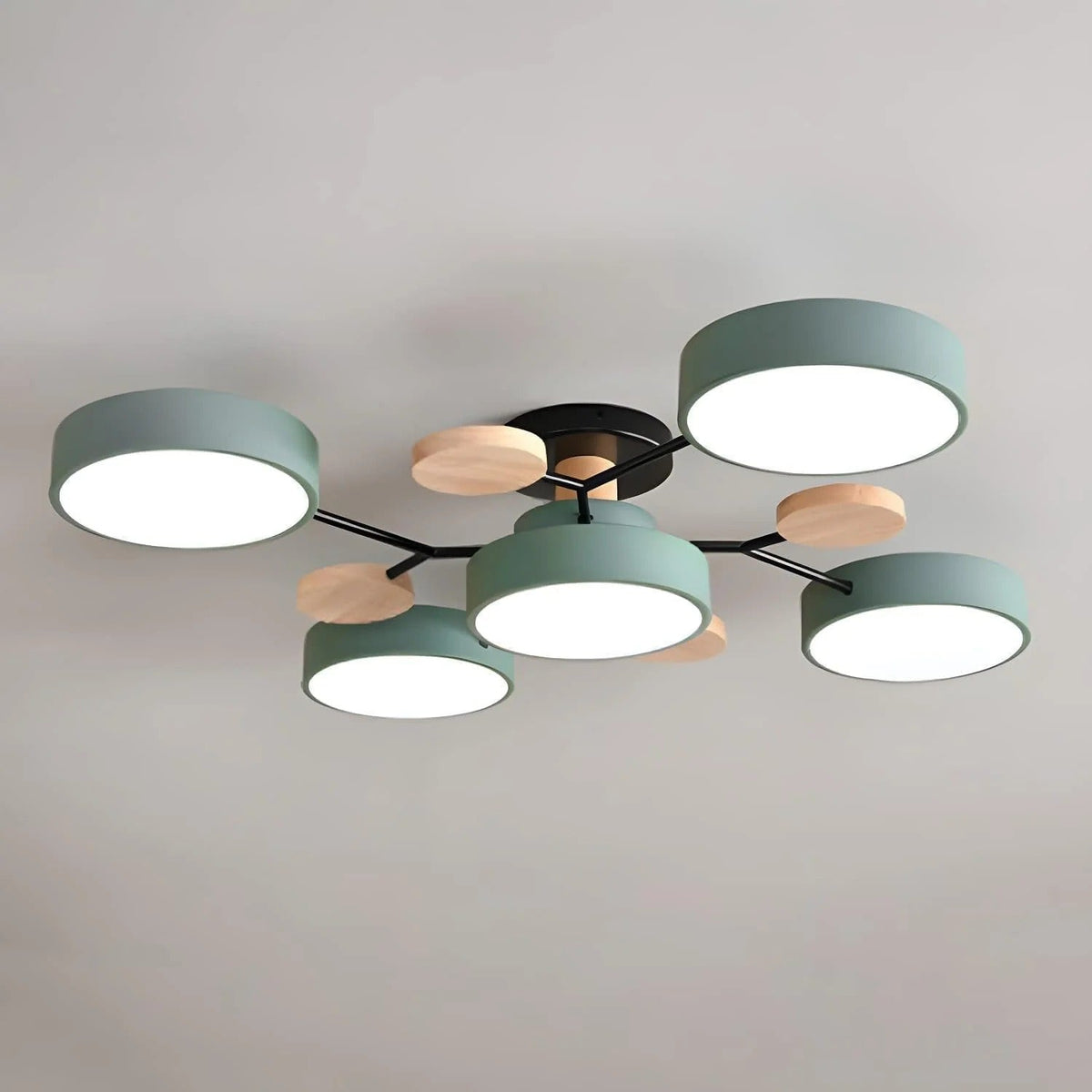 LED semi flush ceiling light halo ring design iron acrylic multi light