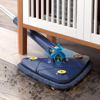 360 triangular spin mop with push-pull wringing and microfiber pad, extendable handle