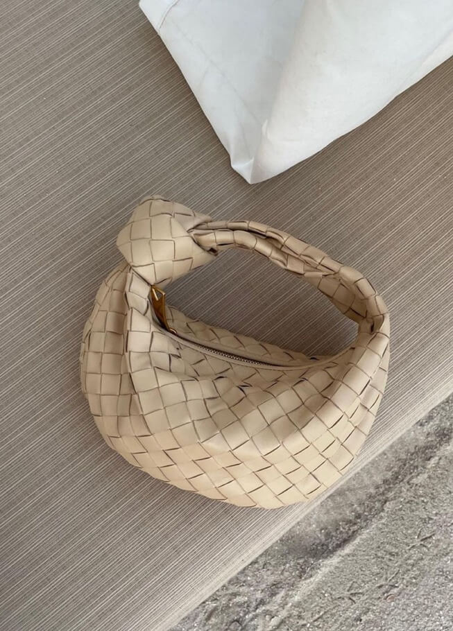 Women woven mini handbag braided faux leather compact shoulder bag