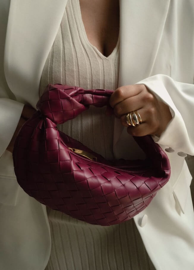Women woven mini handbag braided faux leather compact shoulder bag