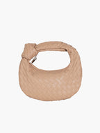 Women woven mini handbag braided faux leather compact shoulder bag