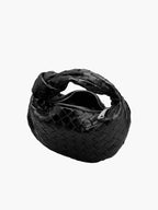 Women woven mini handbag braided faux leather compact shoulder bag