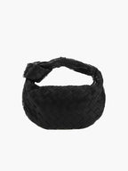 Women woven mini handbag braided faux leather compact shoulder bag