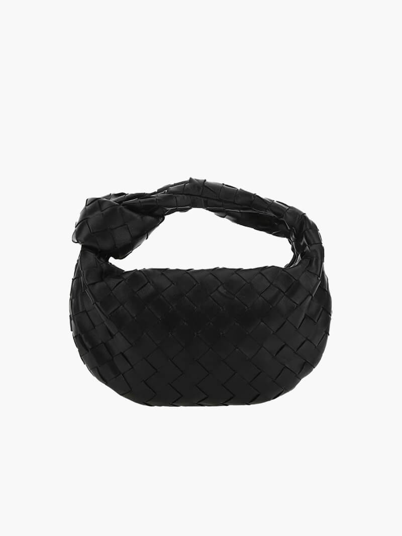 Women woven mini handbag braided faux leather compact shoulder bag