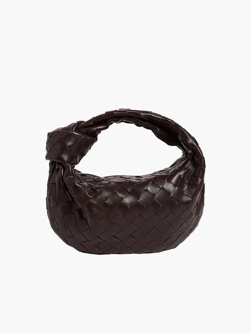Women woven mini handbag braided faux leather compact shoulder bag