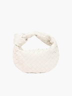 Women woven mini handbag braided faux leather compact shoulder bag