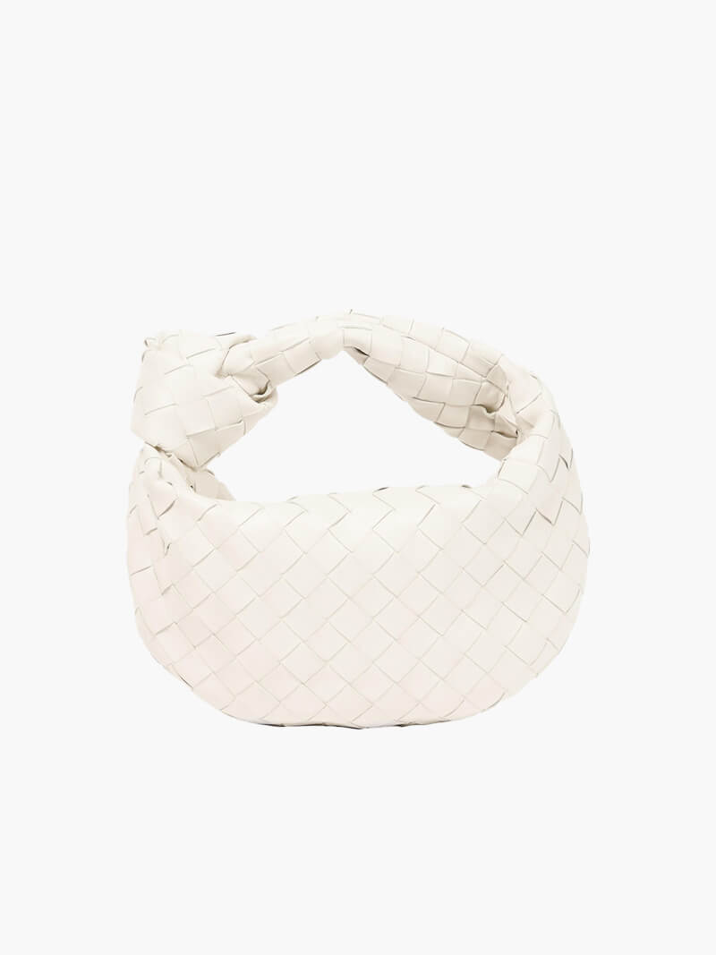 Women woven mini handbag braided faux leather compact shoulder bag