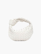 Women woven mini handbag braided faux leather compact shoulder bag