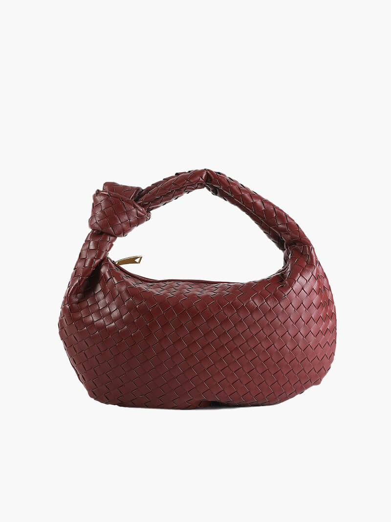 Medium woven braided handbag in faux leather, women's everyday bag
