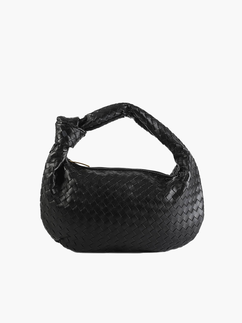 Medium woven braided handbag in faux leather, women's everyday bag