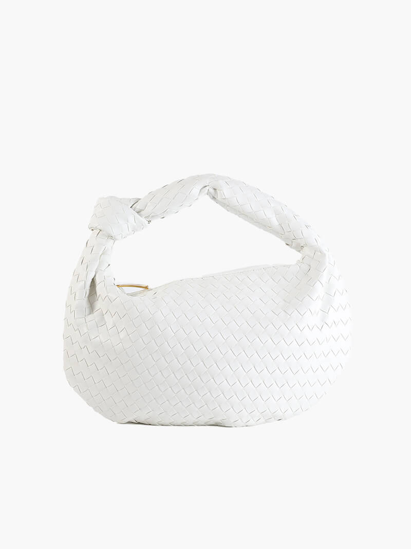 Medium woven braided handbag in faux leather, women's everyday bag