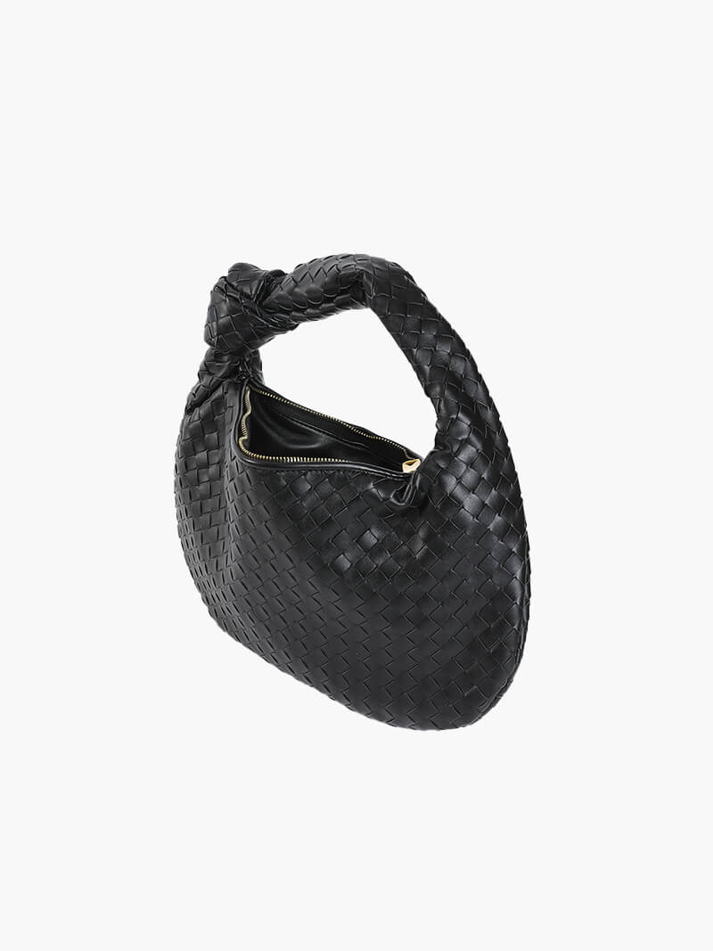 Medium woven braided handbag in faux leather, women's everyday bag
