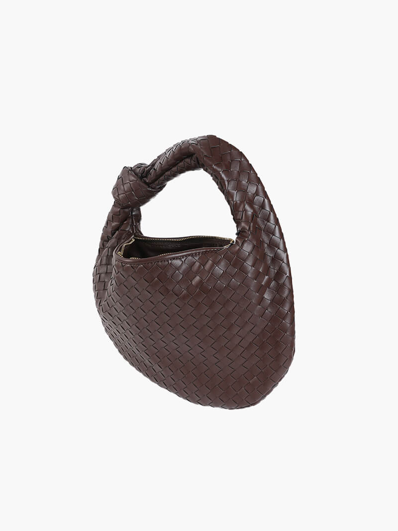 Medium woven braided handbag in faux leather, women's everyday bag