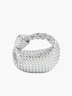 Women woven mini handbag braided faux leather compact shoulder bag