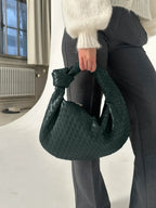 Medium woven braided handbag in faux leather, women's everyday bag