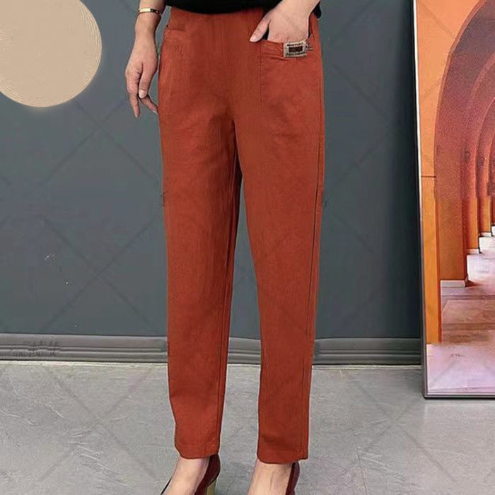 Women's cotton pants elasticated all-season in multiple colors sizes S to 5XL