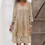 Embroidered midi dress with breathable fabric and figure-skimming fit