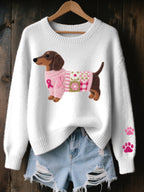 Women casual graphic crew neck sweater relaxed fit in multiple colors