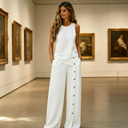 Women's two-piece set sleeveless top and wide-leg trousers breathable co-ord