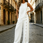 Women's two-piece set sleeveless top and wide-leg trousers breathable co-ord