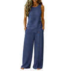 Women's two-piece set sleeveless top and wide-leg trousers breathable co-ord