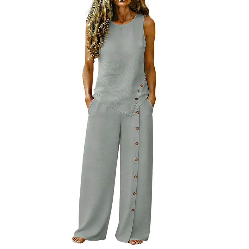 Women's two-piece set sleeveless top and wide-leg trousers breathable co-ord