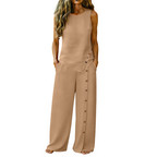 Women's two-piece set sleeveless top and wide-leg trousers breathable co-ord