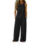 Women's two-piece set sleeveless top and wide-leg trousers breathable co-ord