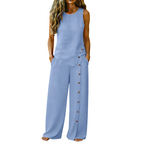Women's two-piece set sleeveless top and wide-leg trousers breathable co-ord