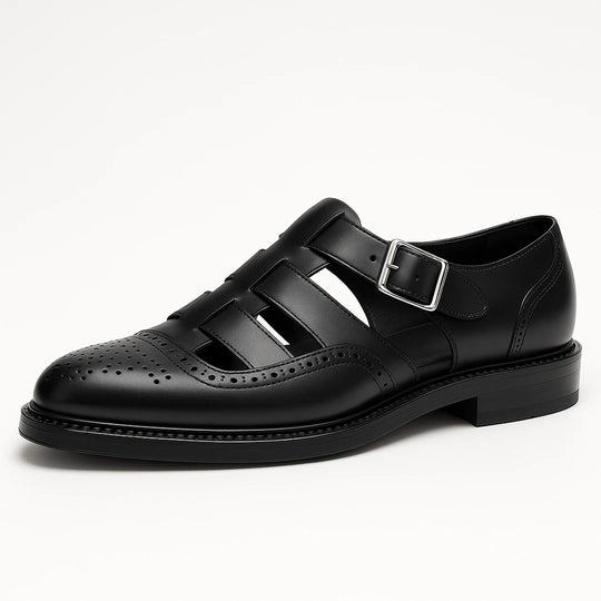Stylish Men's Leather Sandals - Comfortable and Slip-On
