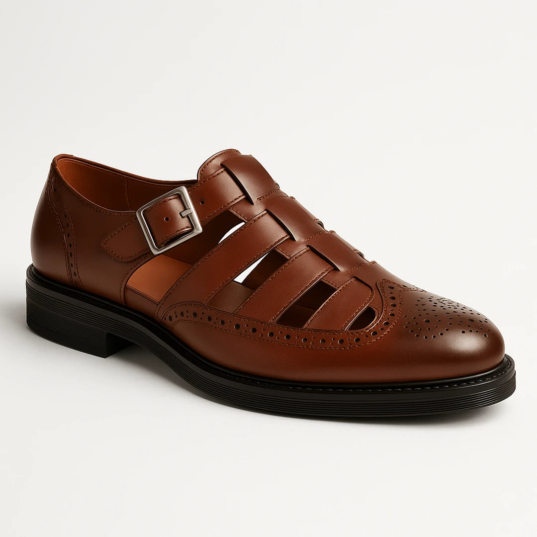 Slip-On Sandals | Men's Leather, Breathable Fit | Non-Slip Sole