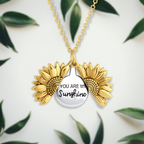 Women gold sun pendant necklace You Are My Sunshine delicate design