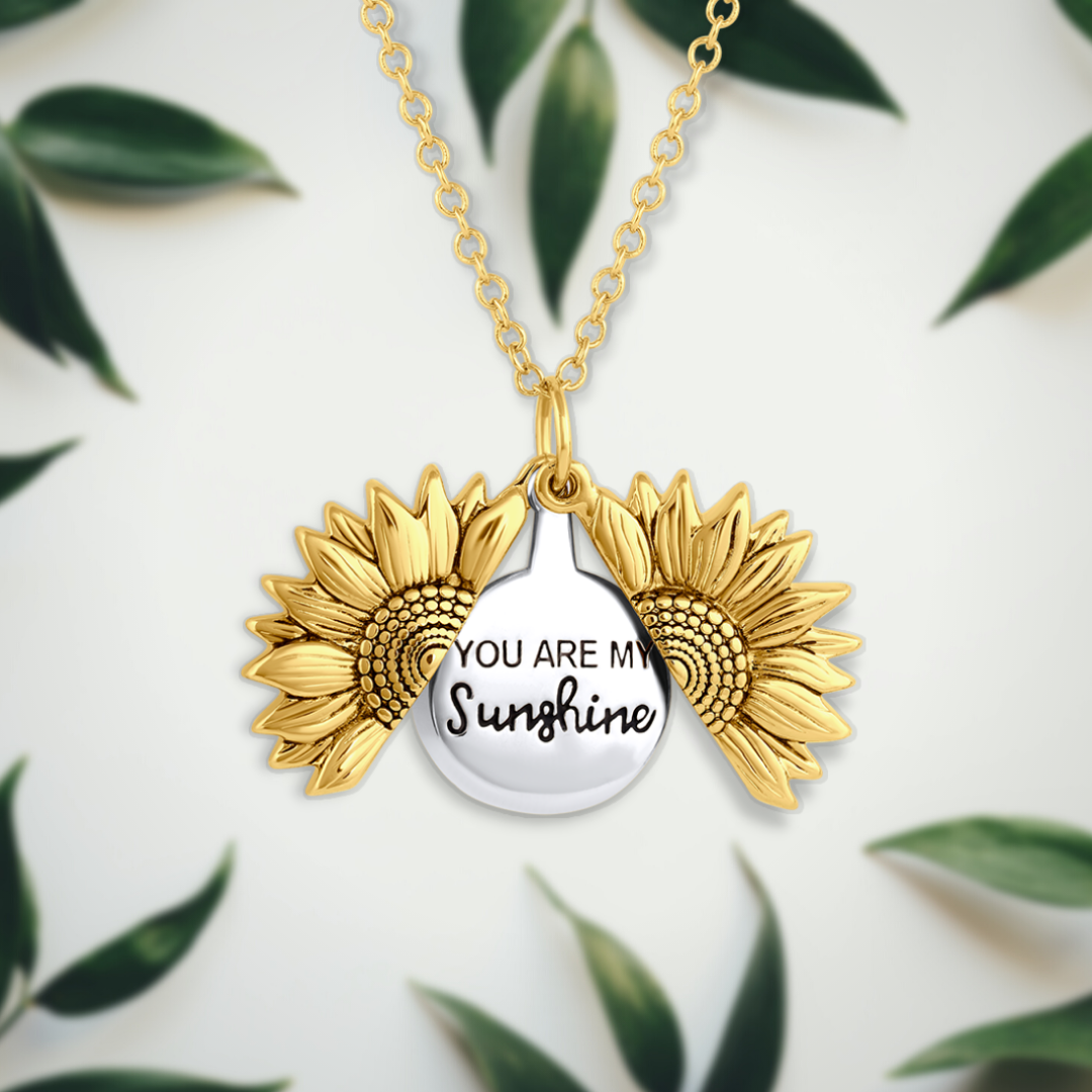 Women gold sun pendant necklace You Are My Sunshine delicate design