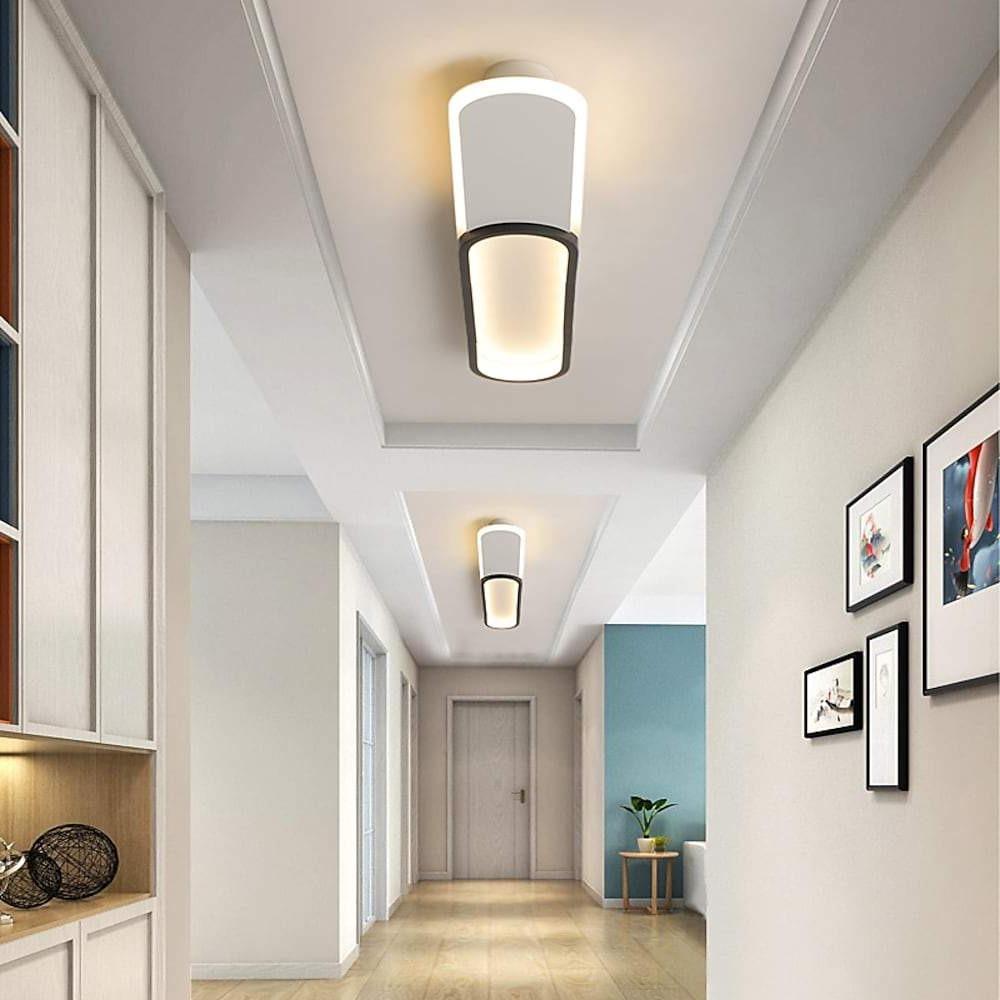 Flush mount LED ceiling light minimalist rectangular 2-light set, metal finish