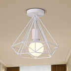 Retro geometric cage ceiling lamp black LED 9W indoor ambient light