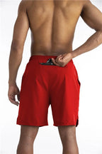 Men's running shorts with built-in liner and phone pocket, breathable athletic fit