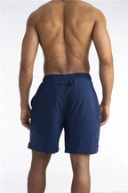Men's running shorts with built-in liner and phone pocket, breathable athletic fit
