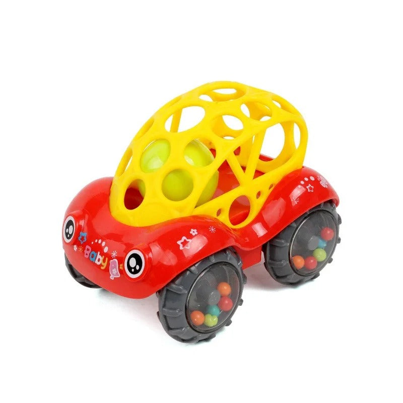Toy car rolling ball ride-on playset for kids, available in green and red