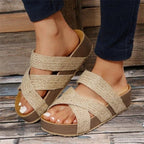 Women's platform slide sandals slip-on open toe, orthopedic summer sandal