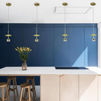 Pendant light for kitchen island, industrial gold metal, 1-lamp LED ceiling light