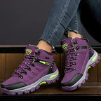 Women waterproof antislip safety work shoes flat lace-up round toe