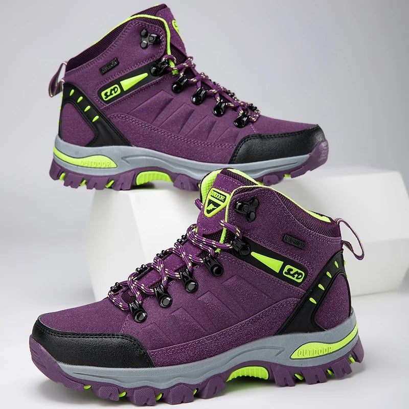 Women waterproof antislip safety work shoes flat lace-up round toe