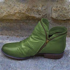 Women ankle boots with zip closure and low heel in multiple colours