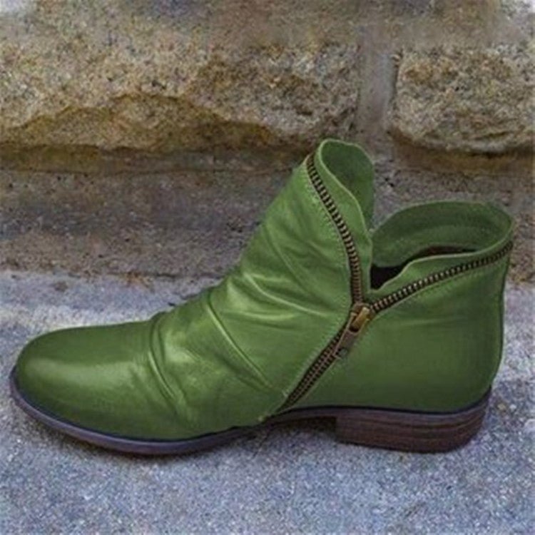 Women ankle boots with zip closure and low heel in multiple colours