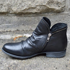 Women ankle boots with zip closure and low heel in multiple colours