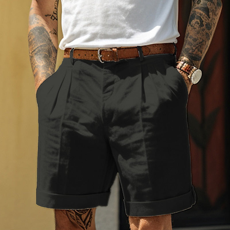 Men's linen cotton shorts relaxed fit, breathable casual summer shorts