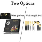 Cutlery set 24 piece stainless steel with gold accent, black white and rose handles