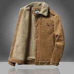 Men regular fit button up winter coat with lined interior