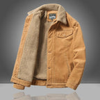 Men regular fit button up winter coat with lined interior